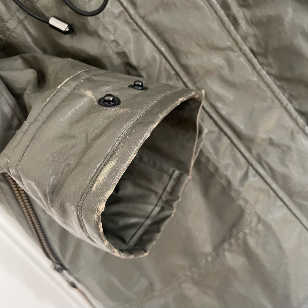 SAM Lux Limelight Hooded Parka Fur convertible to vest, Army green and blue - Picture 7 of 8